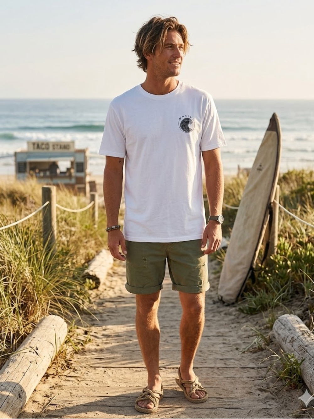 O’Neill Surfer Classic Standard Fit White Neutral Tee Size Large